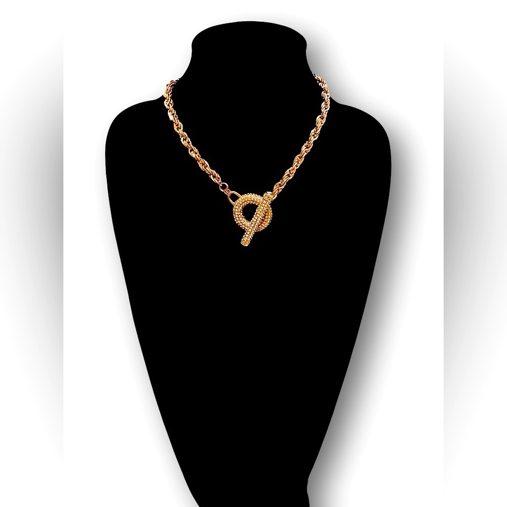 INC. Pave Crystal Rose Gold Oversized Toggle Bib Necklace NWT​ - Picture 7 of 9